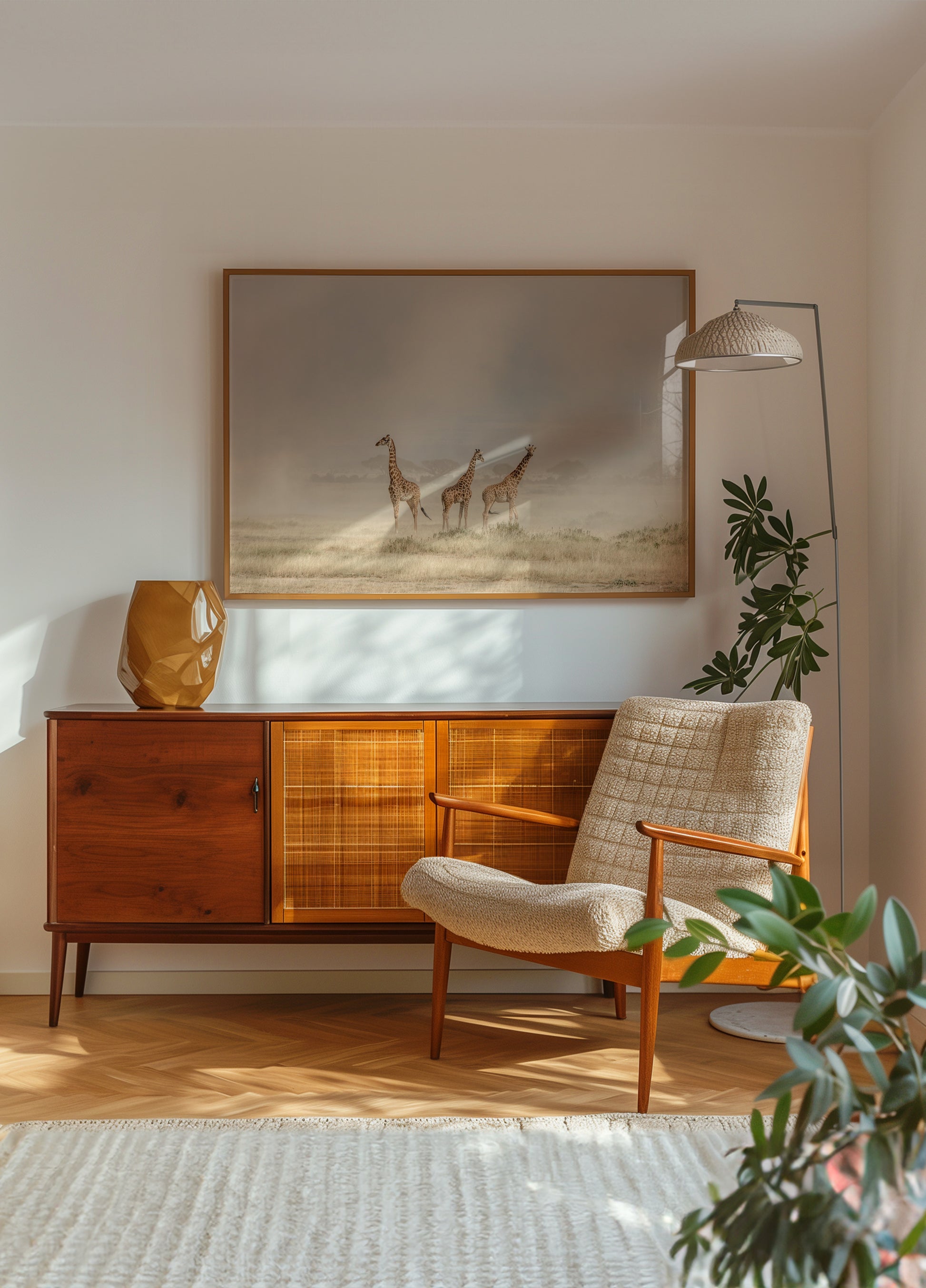 Giraffen im goldenen Staub