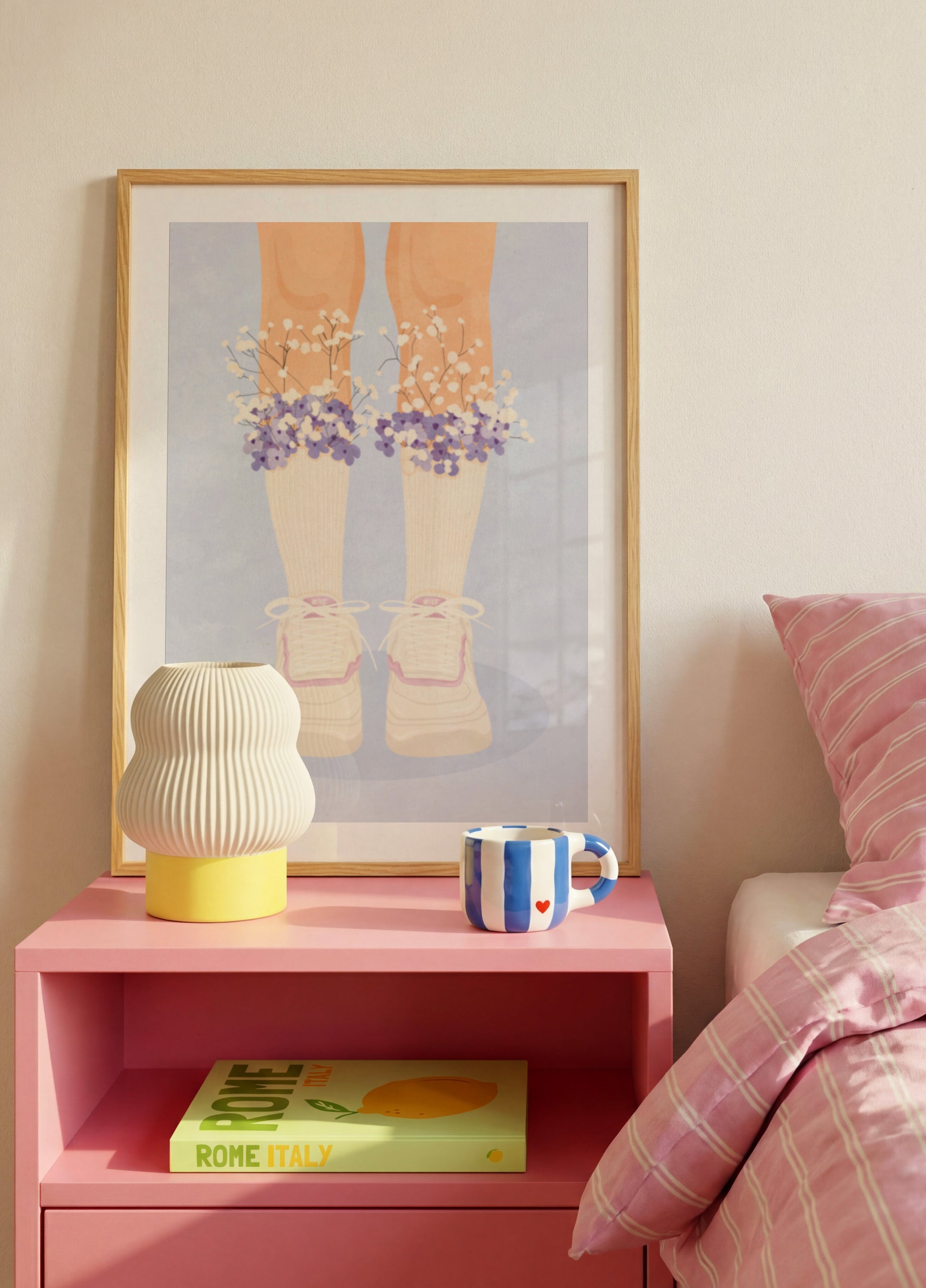 Blumensocken und Turnschuhe