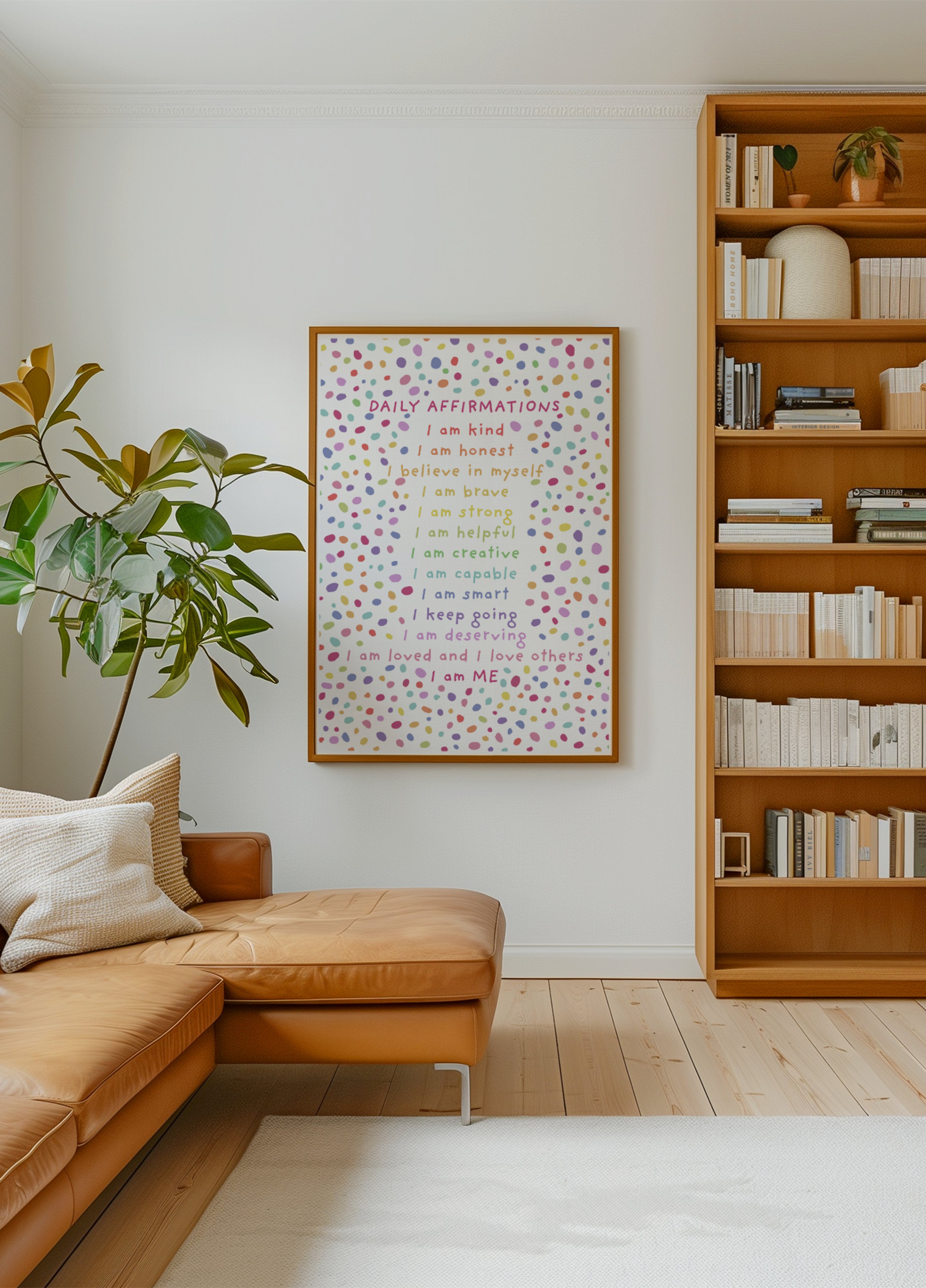 Tägliche Affirmationen, bunte Punkte