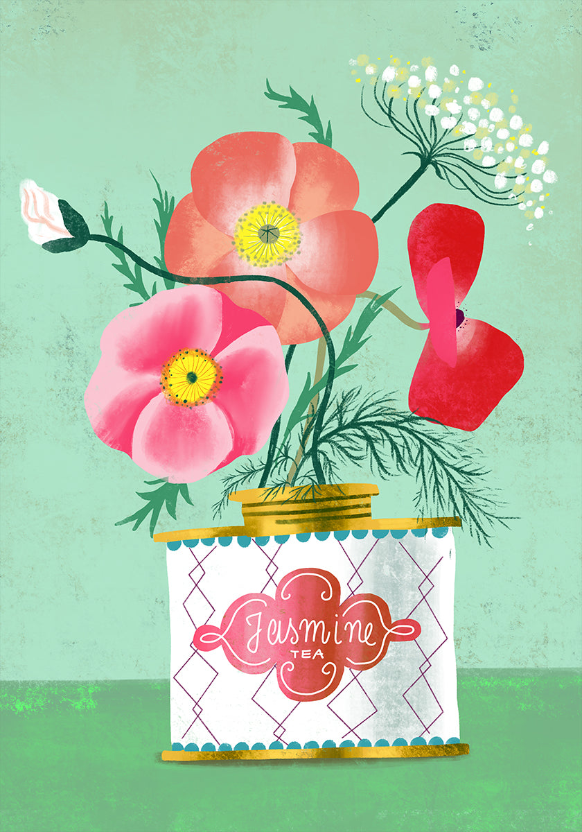 Poppies In Jasmine Tea Plakat - Posterbox